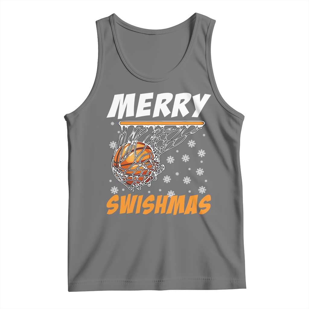 Funny Christmas Basketball Tank Top Merry Swishmas Xmas Swish Technique TS11 Black Heather Print Your Wear