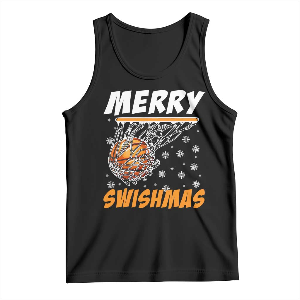 Funny Christmas Basketball Tank Top Merry Swishmas Xmas Swish Technique TS11 Black Print Your Wear
