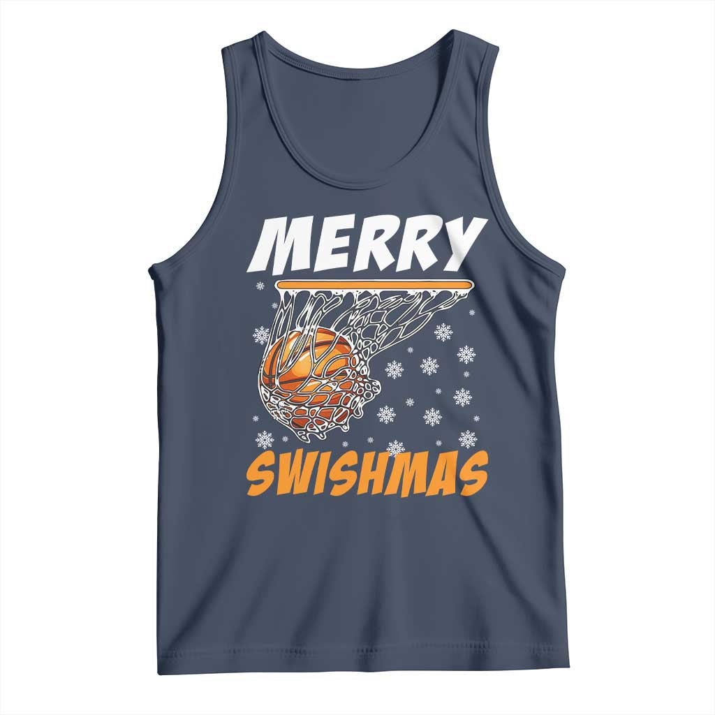Funny Christmas Basketball Tank Top Merry Swishmas Xmas Swish Technique TS11 Navy Print Your Wear
