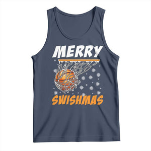 Funny Christmas Basketball Tank Top Merry Swishmas Xmas Swish Technique TS11 Navy Print Your Wear