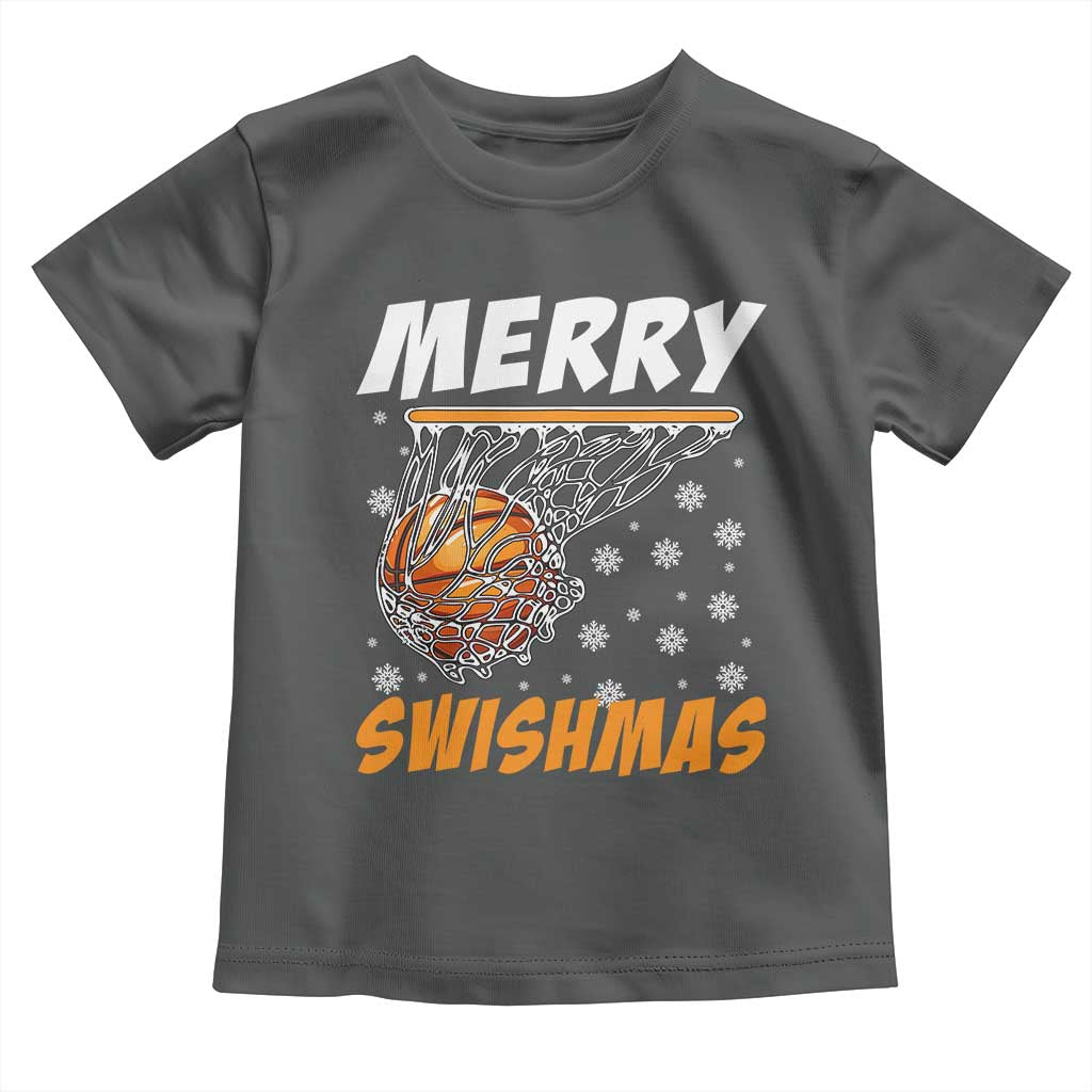 Funny Christmas Basketball Toddler T Shirt Merry Swishmas Xmas Swish Technique TS11 Dark Heather Print Your Wear