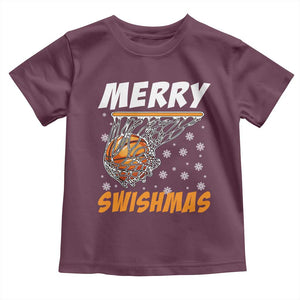 Funny Christmas Basketball Toddler T Shirt Merry Swishmas Xmas Swish Technique TS11 Maroon Print Your Wear