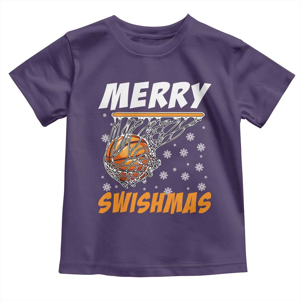 Funny Christmas Basketball Toddler T Shirt Merry Swishmas Xmas Swish Technique TS11 Purple Print Your Wear