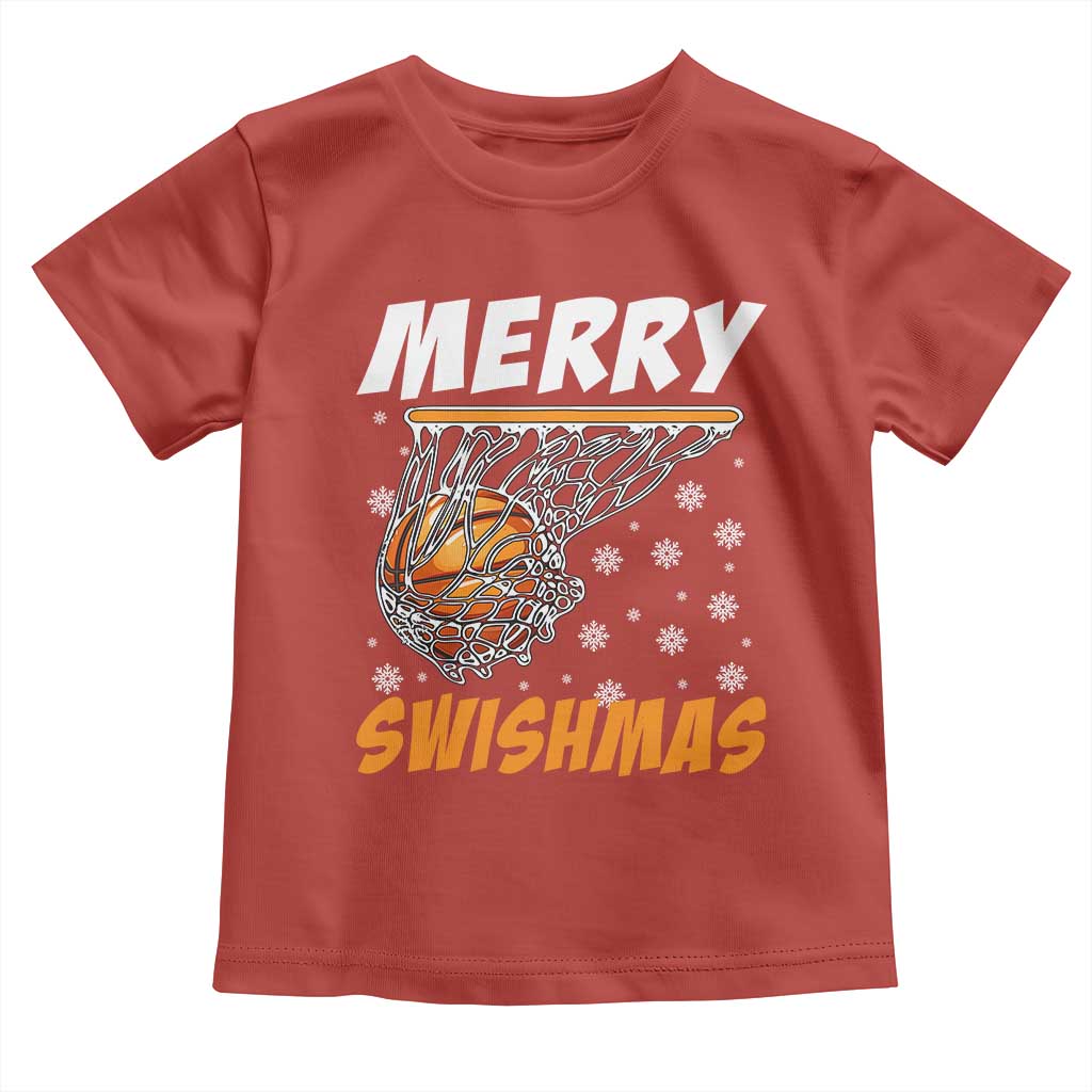 Funny Christmas Basketball Toddler T Shirt Merry Swishmas Xmas Swish Technique TS11 Red Print Your Wear