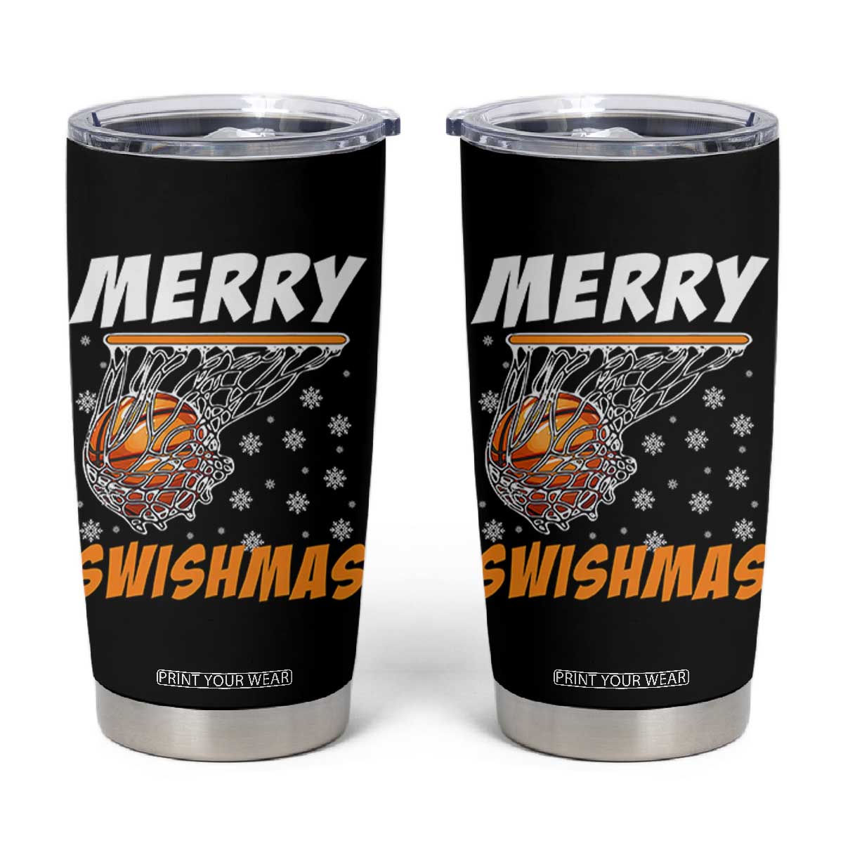 Funny Christmas Basketball Tumbler Cup Merry Swishmas Xmas Swish Technique TS11 Black Print Your Wear
