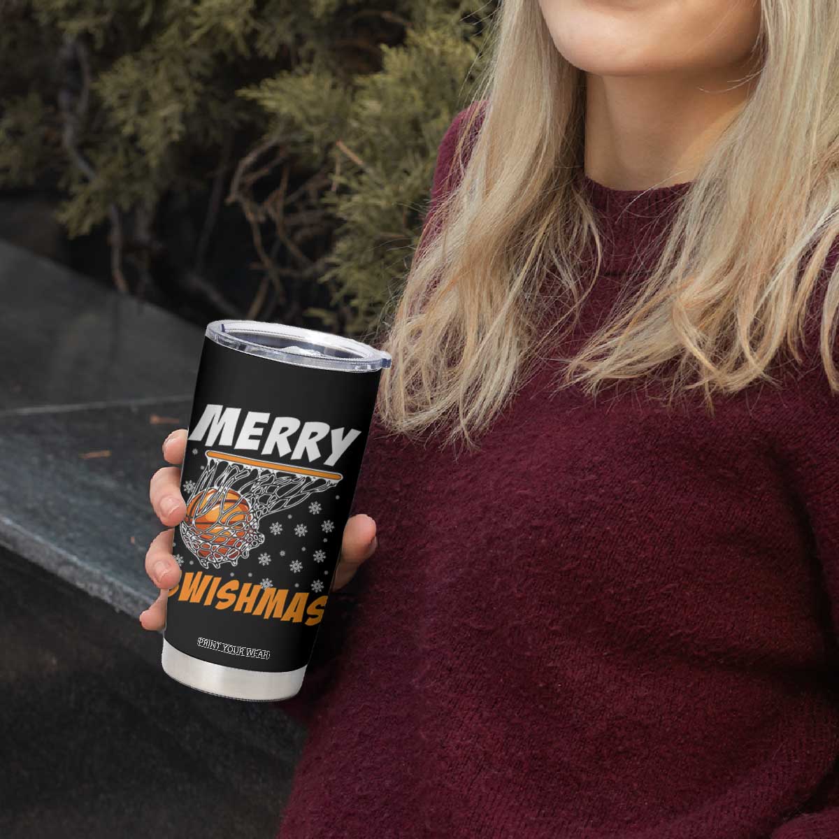 Funny Christmas Basketball Tumbler Cup Merry Swishmas Xmas Swish Technique TS11 Print Your Wear