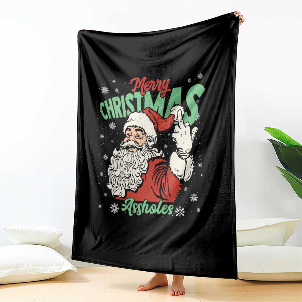 Funny Merry Christmas Assholes Throw Blanket Xmas Naughty Santa Adult Jokes TS11 Print Your Wear