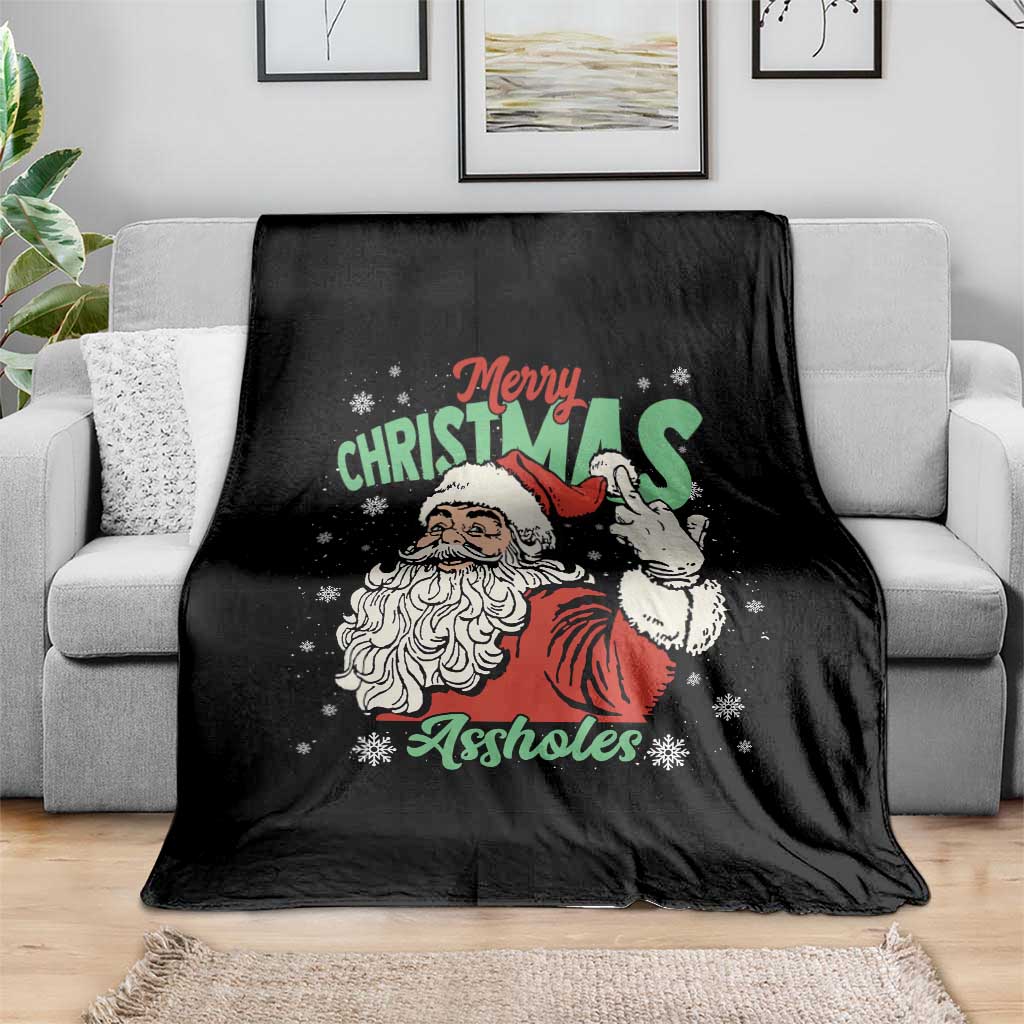 Funny Merry Christmas Assholes Throw Blanket Xmas Naughty Santa Adult Jokes TS11 Print Your Wear