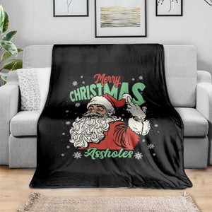 Funny Merry Christmas Assholes Throw Blanket Xmas Naughty Santa Adult Jokes TS11 Print Your Wear
