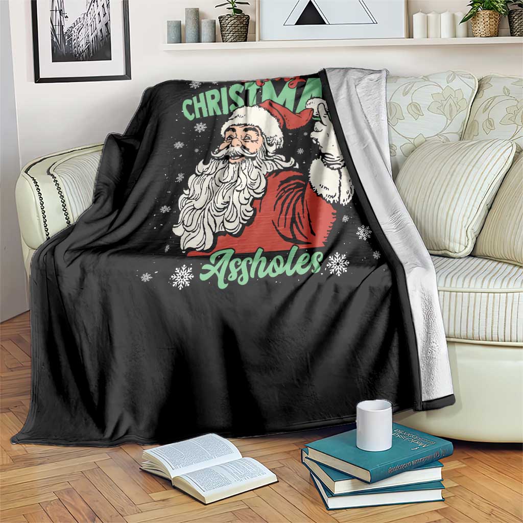 Funny Merry Christmas Assholes Throw Blanket Xmas Naughty Santa Adult Jokes TS11 Print Your Wear