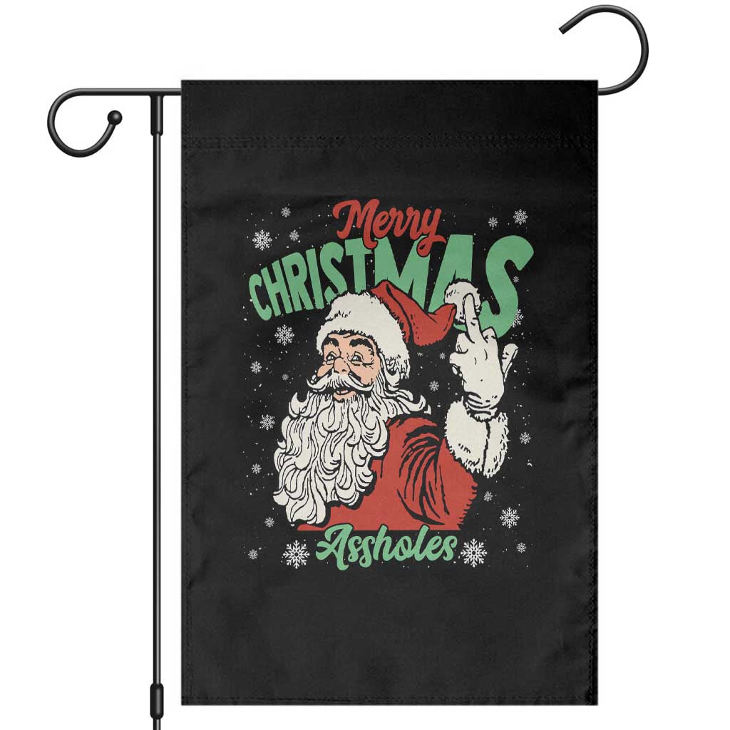 Funny Merry Christmas Assholes Garden Flag Xmas Naughty Santa Adult Jokes TS11 Black Print Your Wear