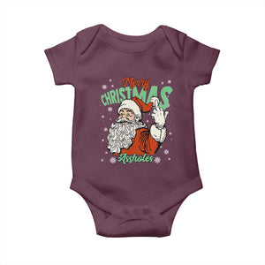 Funny Merry Christmas Assholes Baby Onesie Xmas Naughty Santa Adult Jokes TS11 Maroon Print Your Wear