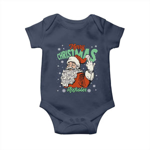 Funny Merry Christmas Assholes Baby Onesie Xmas Naughty Santa Adult Jokes TS11 Navy Print Your Wear