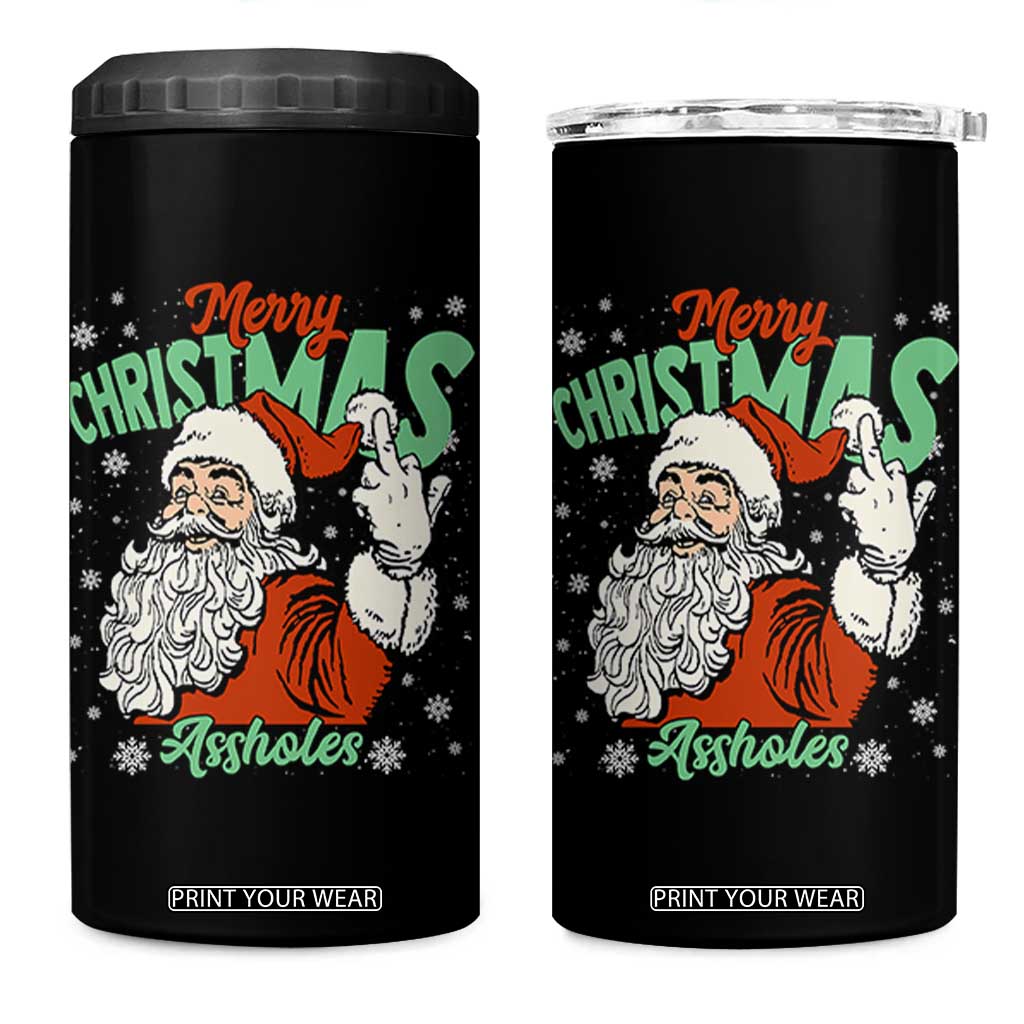 Funny Merry Christmas Assholes 4 in 1 Can Cooler Tumbler Xmas Naughty Santa Adult Jokes TS11 One Size: 16 oz Black Print Your Wear