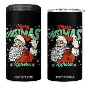 Funny Merry Christmas Assholes 4 in 1 Can Cooler Tumbler Xmas Naughty Santa Adult Jokes TS11 One Size: 16 oz Black Print Your Wear