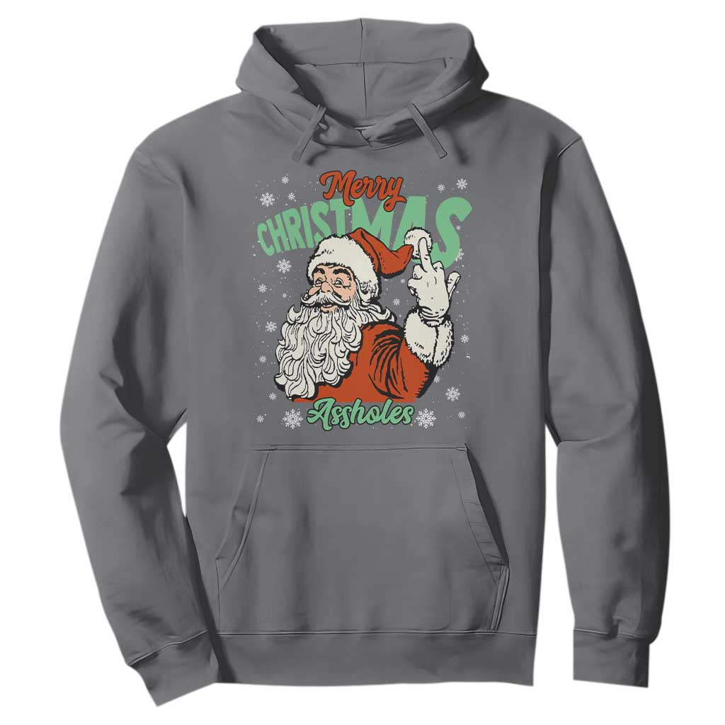 Funny Merry Christmas Assholes Hoodie Xmas Naughty Santa Adult Jokes TS11 Charcoal Print Your Wear