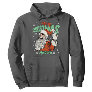 Funny Merry Christmas Assholes Hoodie Xmas Naughty Santa Adult Jokes TS11 Dark Heather Print Your Wear