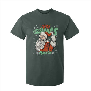 Funny Merry Christmas Assholes T Shirt For Kid Xmas Naughty Santa Adult Jokes TS11 Dark Forest Green Print Your Wear