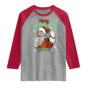 Funny Merry Christmas Assholes Raglan Shirt Xmas Naughty Santa Adult Jokes TS11 Sport Gray Red Print Your Wear