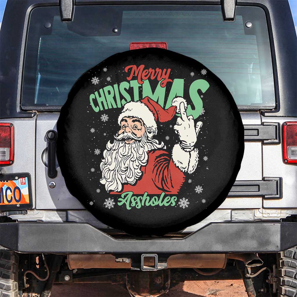 Funny Merry Christmas Assholes Spare Tire Cover Xmas Naughty Santa Adult Jokes TS11 No hole Black Print Your Wear