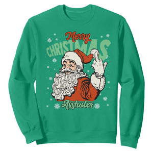 Funny Merry Christmas Assholes Sweatshirt Xmas Naughty Santa Adult Jokes TS11 Irish Green Print Your Wear