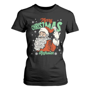 Funny Merry Christmas Assholes T Shirt For Women Xmas Naughty Santa Adult Jokes TS11 Black Print Your Wear