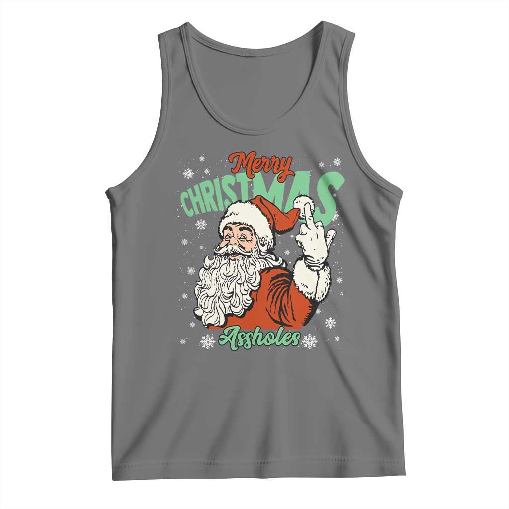 Funny Merry Christmas Assholes Tank Top Xmas Naughty Santa Adult Jokes TS11 Black Heather Print Your Wear