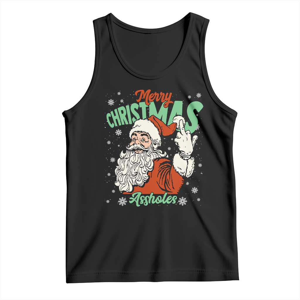 Funny Merry Christmas Assholes Tank Top Xmas Naughty Santa Adult Jokes - Print Your Wear