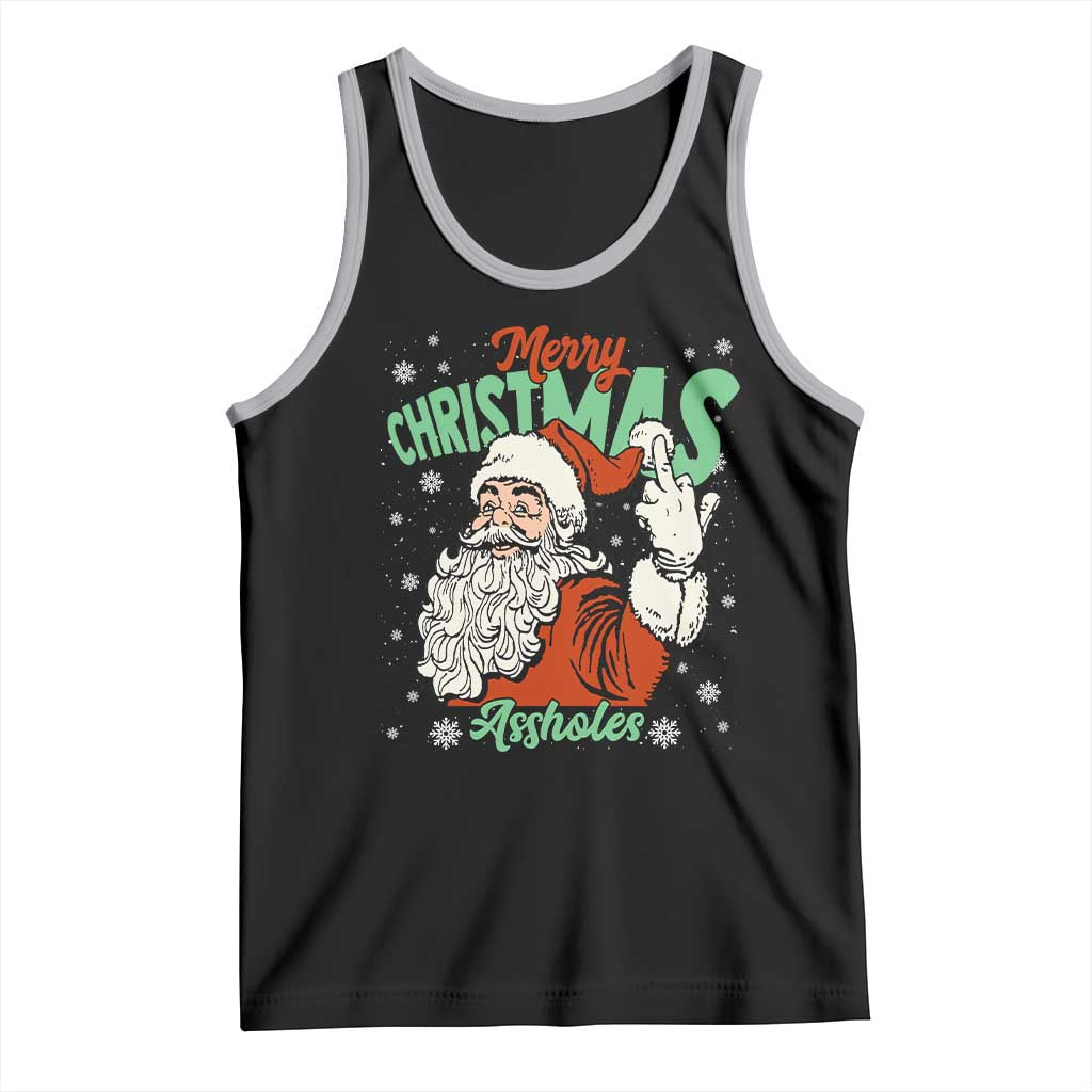 Funny Merry Christmas Assholes Tank Top Xmas Naughty Santa Adult Jokes TS11 Black Athletic Heather Print Your Wear