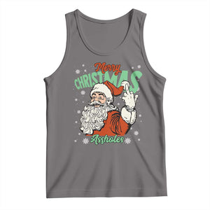 Funny Merry Christmas Assholes Tank Top Xmas Naughty Santa Adult Jokes TS11 Deep Heather Print Your Wear
