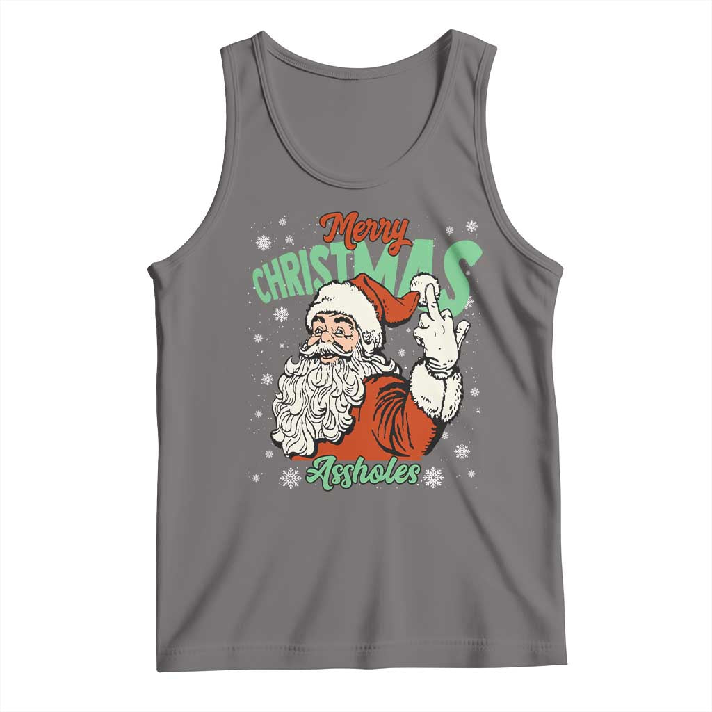Funny Merry Christmas Assholes Tank Top Xmas Naughty Santa Adult Jokes - Print Your Wear