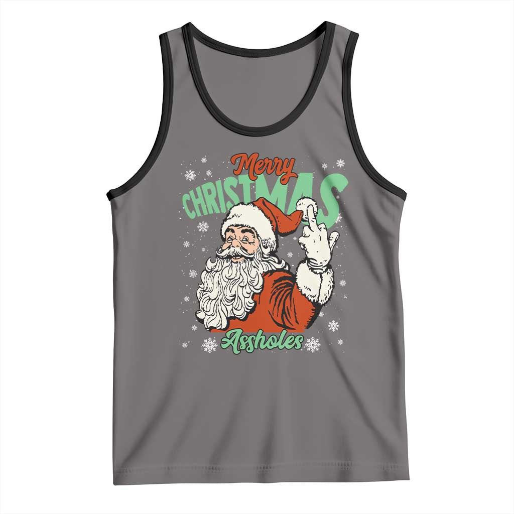 Funny Merry Christmas Assholes Tank Top Xmas Naughty Santa Adult Jokes TS11 Deep Heather Black Print Your Wear