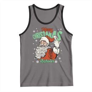 Funny Merry Christmas Assholes Tank Top Xmas Naughty Santa Adult Jokes - Print Your Wear