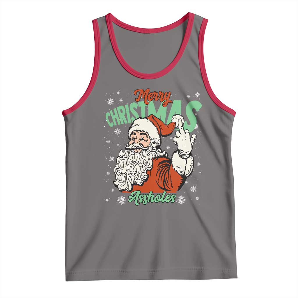 Funny Merry Christmas Assholes Tank Top Xmas Naughty Santa Adult Jokes TS11 Deep Heather Red Print Your Wear
