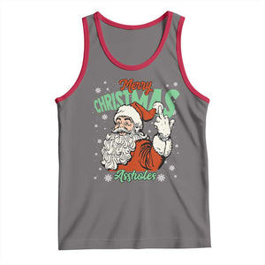 Funny Merry Christmas Assholes Tank Top Xmas Naughty Santa Adult Jokes - Print Your Wear