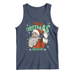 Funny Merry Christmas Assholes Tank Top Xmas Naughty Santa Adult Jokes TS11 Navy Print Your Wear