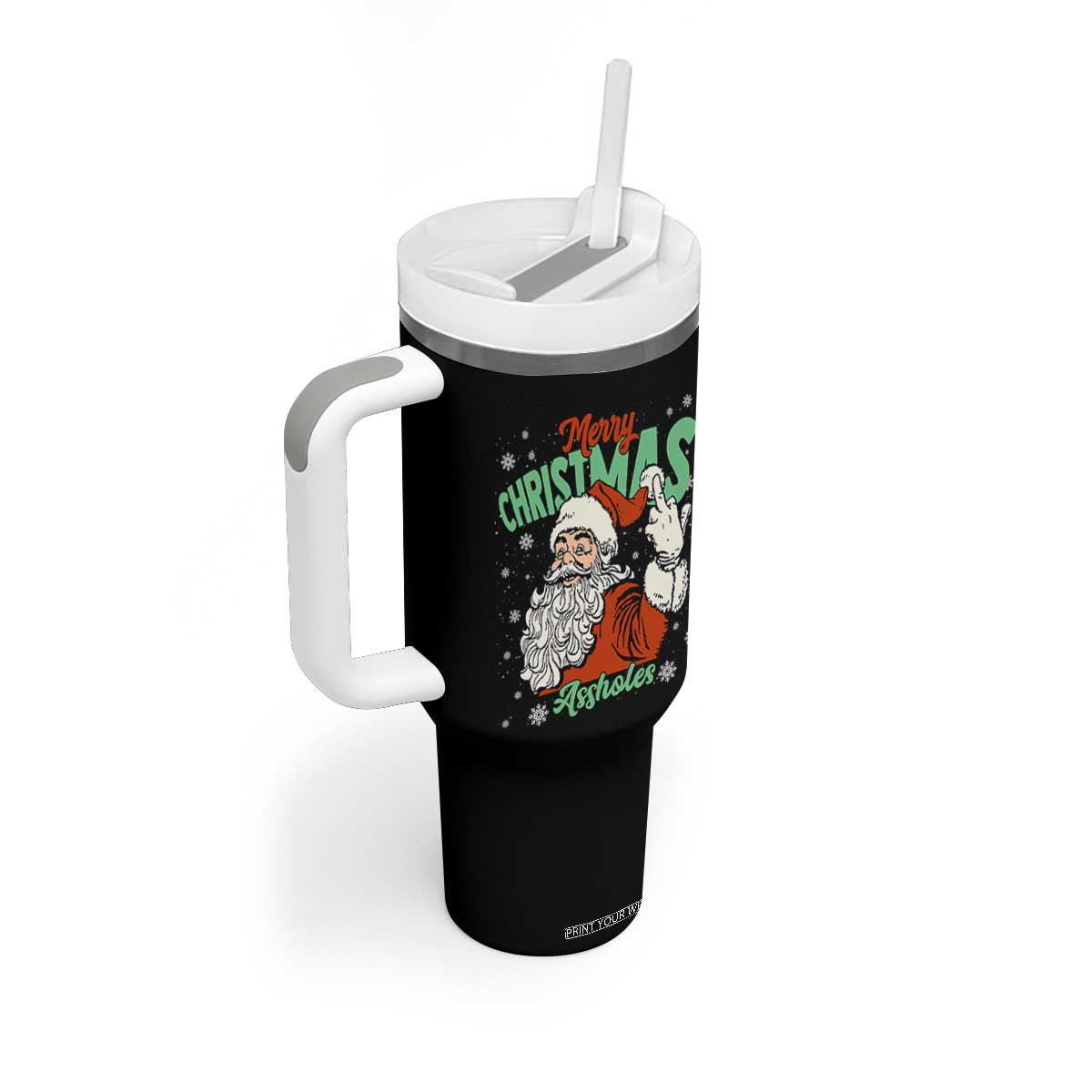 Funny Merry Christmas Assholes Tumbler With Handle Xmas Naughty Santa Adult Jokes TS11 Print Your Wear