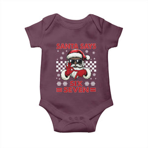 67 African American Santa Christmas Baby Onesie Funny Santa Says Six Seven Meme Gen Alpha Slang TS11 Maroon Print Your Wear