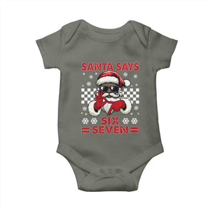 67 African American Santa Christmas Baby Onesie Funny Santa Says Six Seven Meme Gen Alpha Slang TS11 Military Green Print Your Wear