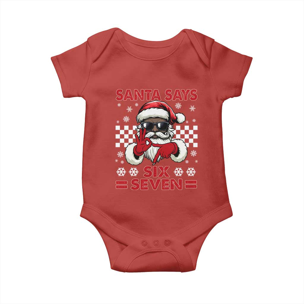 67 African American Santa Christmas Baby Onesie Funny Santa Says Six Seven Meme Gen Alpha Slang TS11 Red Print Your Wear