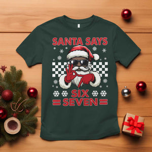 67 African American Santa Christmas T Shirt Funny Santa Says Six Seven Meme Gen Alpha Slang TS11 Dark Forest Green Print Your Wear