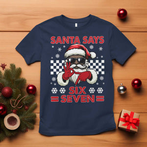 67 African American Santa Christmas T Shirt Funny Santa Says Six Seven Meme Gen Alpha Slang TS11 Navy Print Your Wear