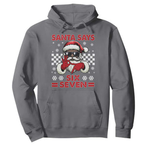 67 African American Santa Christmas Hoodie Funny Santa Says Six Seven Meme Gen Alpha Slang TS11 Charcoal Print Your Wear