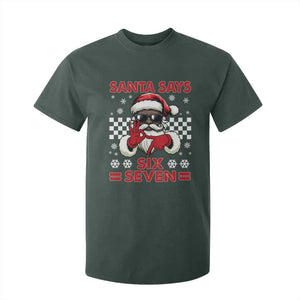 67 African American Santa Christmas T Shirt For Kid Funny Santa Says Six Seven Meme Gen Alpha Slang TS11 Dark Forest Green Print Your Wear