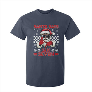 67 African American Santa Christmas T Shirt For Kid Funny Santa Says Six Seven Meme Gen Alpha Slang TS11 Navy Print Your Wear