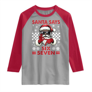 67 African American Santa Christmas Raglan Shirt Funny Santa Says Six Seven Meme Gen Alpha Slang TS11 Sport Gray Red Print Your Wear