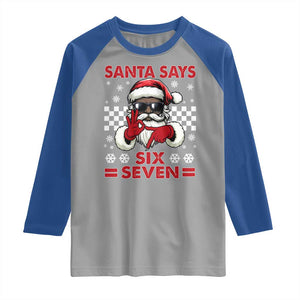 67 African American Santa Christmas Raglan Shirt Funny Santa Says Six Seven Meme Gen Alpha Slang TS11 Sport Gray Royal Print Your Wear