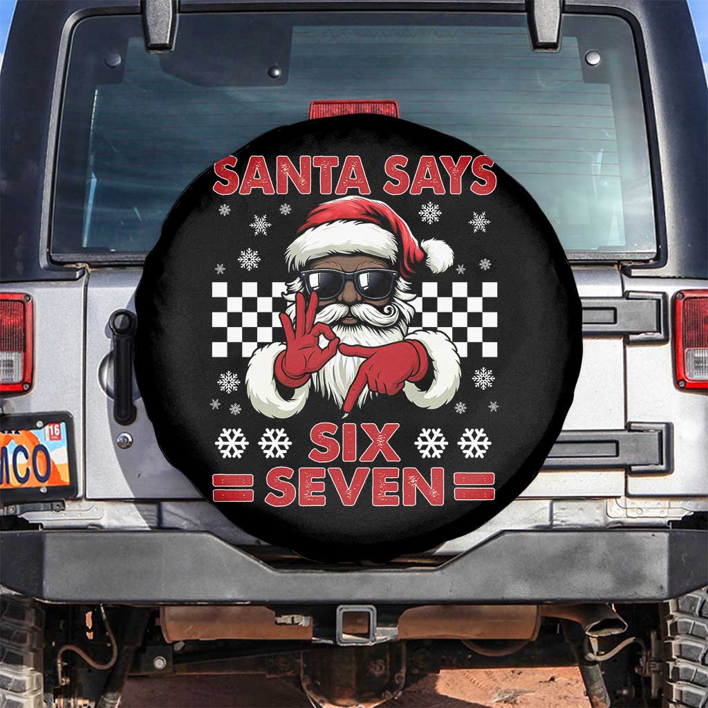 67 African American Santa Christmas Spare Tire Cover Funny Santa Says Six Seven Meme Gen Alpha Slang TS11 No hole Black Print Your Wear