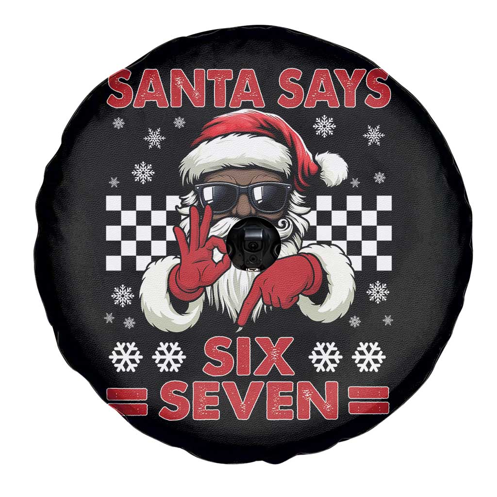 67 African American Santa Christmas Spare Tire Cover Funny Santa Says Six Seven Meme Gen Alpha Slang TS11 Print Your Wear