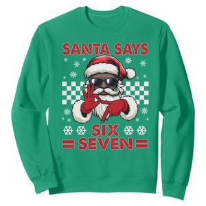 67 African American Santa Christmas Sweatshirt Funny Santa Says Six Seven Meme Gen Alpha Slang TS11 Irish Green Print Your Wear